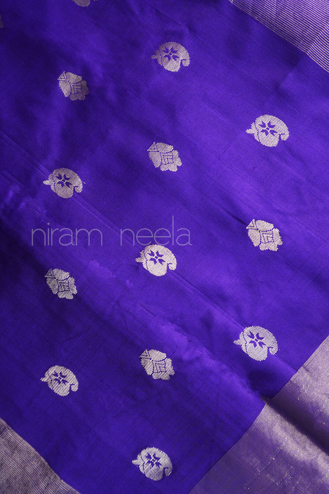 Violet and silver Uppada soft silk saree - Niram Neela