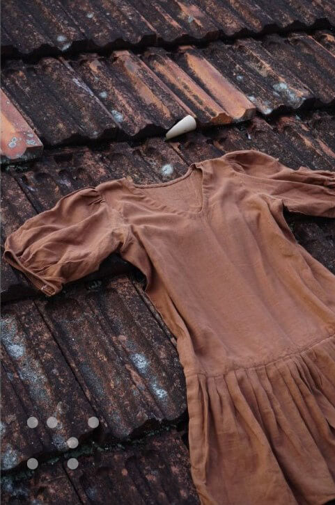 Shift dress with ruffled hem in brown - Niram Neela